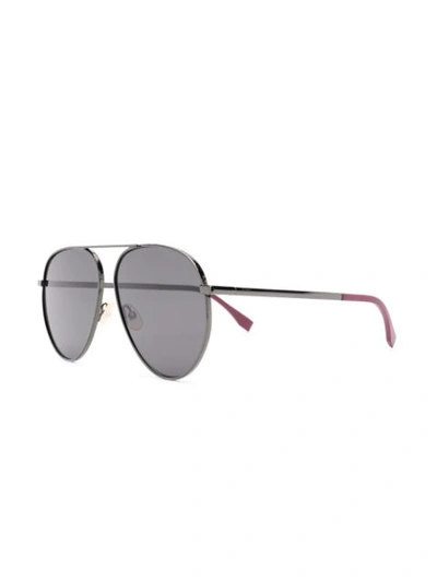 Shop Fendi Aviator Frame Sunglasses In Black