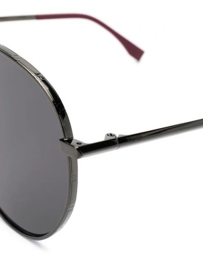 Shop Fendi Aviator Frame Sunglasses In Black