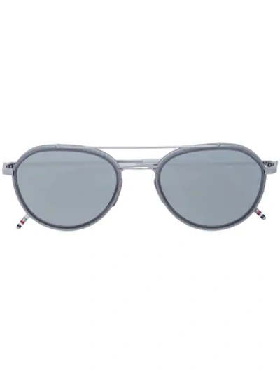 Shop Thom Browne Aviator Mirror Sunglasses In Metallic
