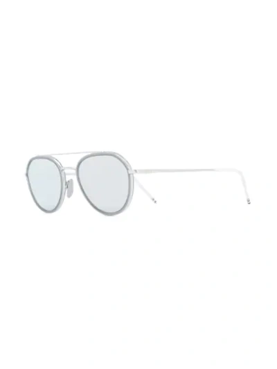 Shop Thom Browne Aviator Mirror Sunglasses In Metallic