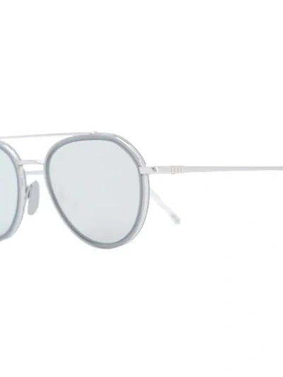 Shop Thom Browne Aviator Mirror Sunglasses In Metallic
