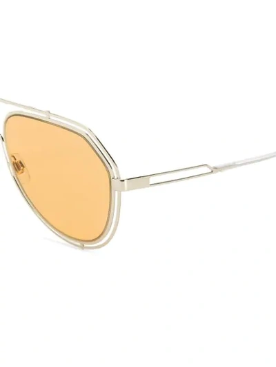 Shop Dolce & Gabbana Orange Lens Aviator Sunglasses In Gold