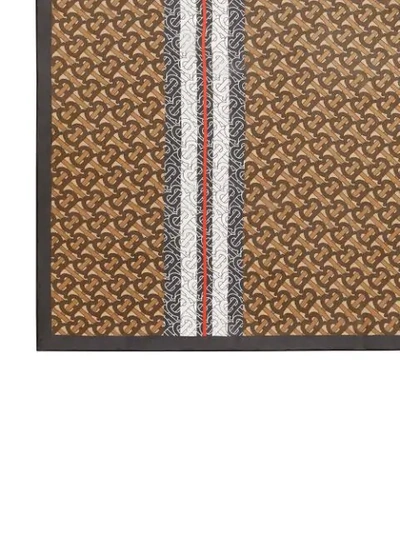 Shop Burberry Monogram Stripe Silk Square Scarf In Brown
