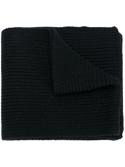 Shop Moncler Ribbed Knit Scarf In Black