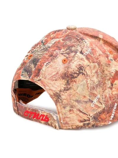 Shop Heron Preston Camouflage Print Cap In Orange