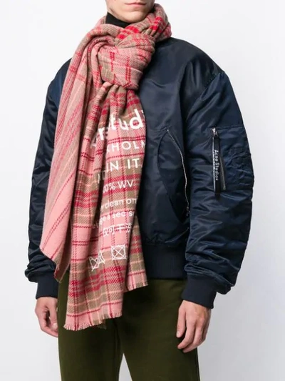 Shop Acne Studios Cassiar Check Oversized Scarf In Pink