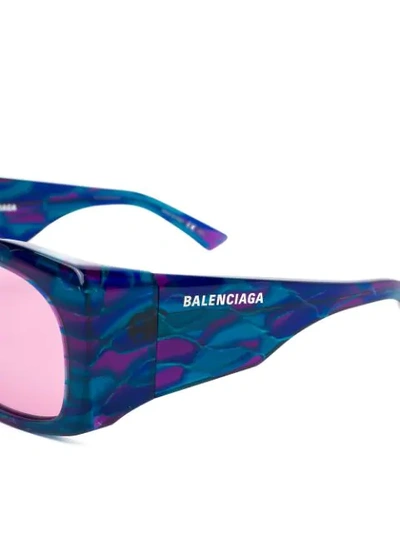 Shop Balenciaga Hybrid Oval Sunglasses In Blue