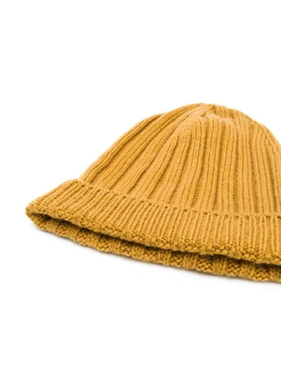 Shop Holland & Holland Cashmere Knited Beanie In Yellow