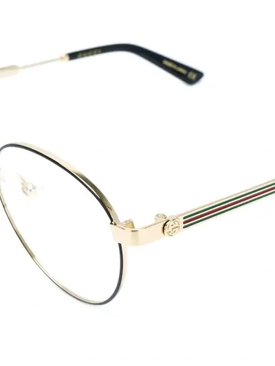 Shop Gucci Round Web Glasses In Black