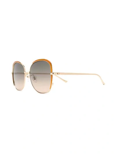 Shop Gucci Oversized Frames Sunglasses In Gold