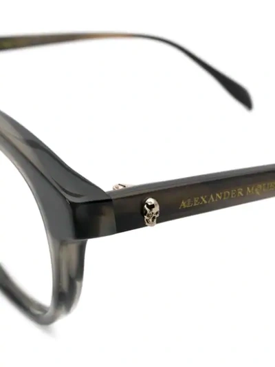 Shop Alexander Mcqueen Round Glasses In Grey