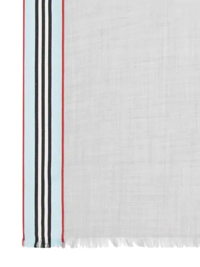 Shop Burberry Icon Stripe Cashmere Silk Scarf In Mid Grey Melange