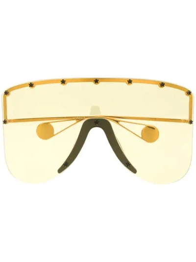 Shop Gucci Eyewear Tinted Mask Sunglasses - Yellow