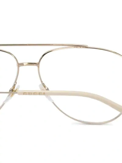 Shop Gucci Aviator Glasses In Neutrals