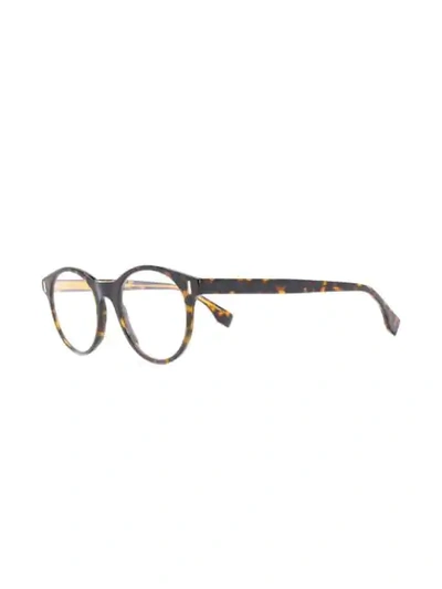 Shop Fendi Tortoiseshell Effect Glasses In Neutrals