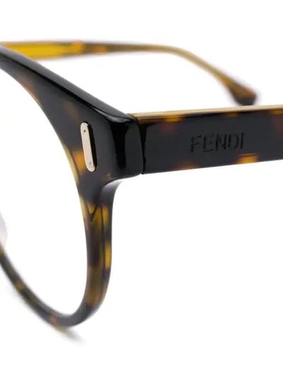 Shop Fendi Tortoiseshell Effect Glasses In Neutrals