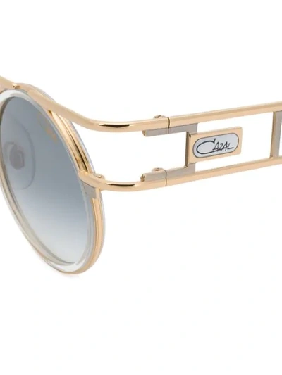 Shop Cazal Round Frame Sunglasses In Metallic