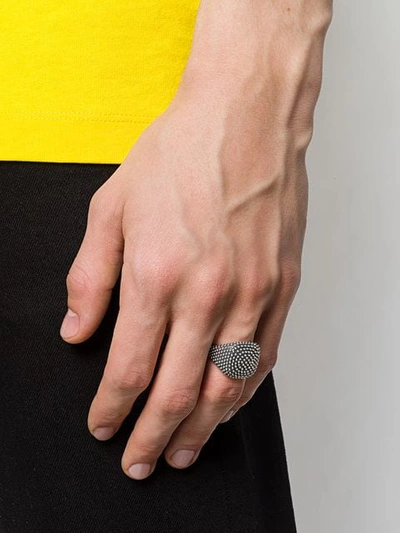 Shop Nove25 Dotted Square Signet Ring In Silver