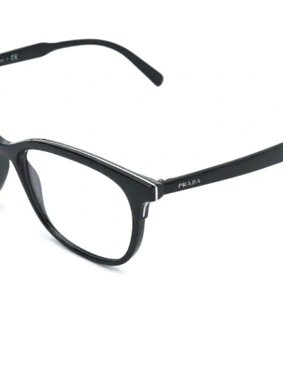 Shop Prada Rectangular Glasses In Black