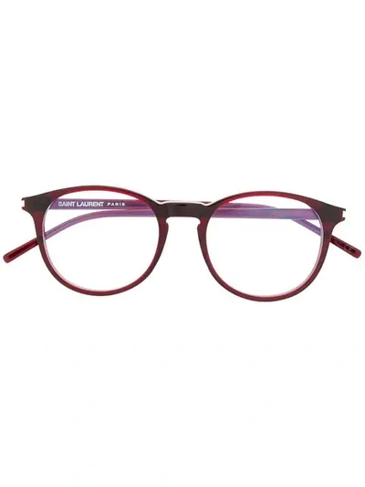 Shop Saint Laurent Round Frame Glasses In Red