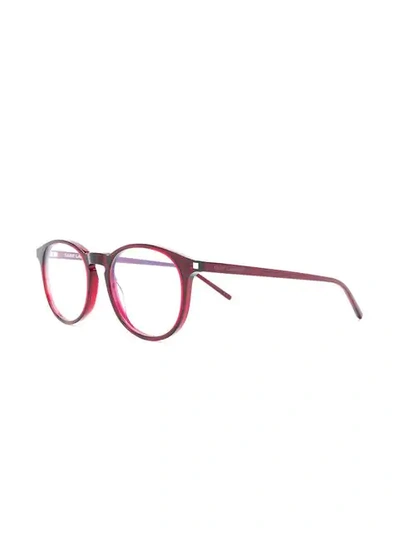 Shop Saint Laurent Round Frame Glasses In Red