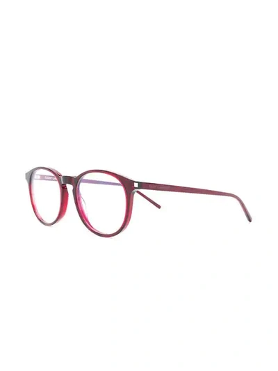 Saint Laurent Round Frame Glasses In Red