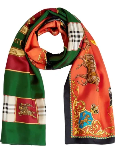 Shop Burberry Archive Scarf Print Silk Scarf In Multicolour