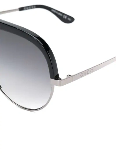 Shop Gucci Oversized Aviator Frame Sunglasses In Black