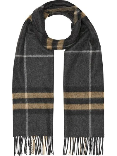 Shop Burberry The Classic Cashmere Scarf In Check In Grey
