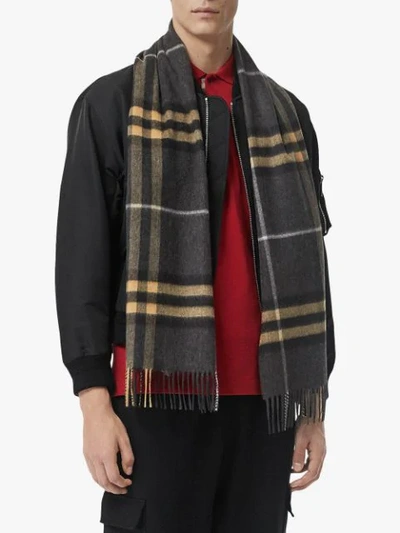 Shop Burberry The Classic Cashmere Scarf In Check In Grey