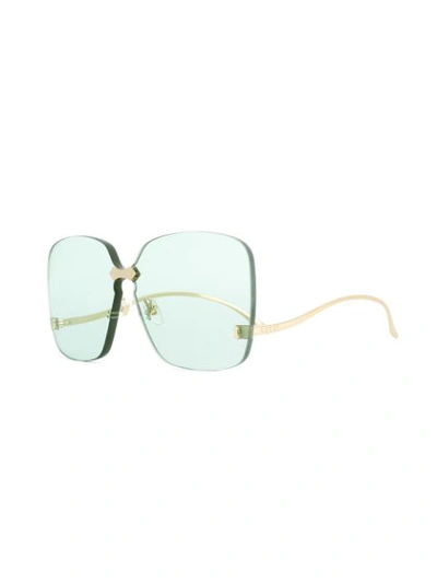 Shop Gucci Square Frame Rimless Sunglasses In Metallic