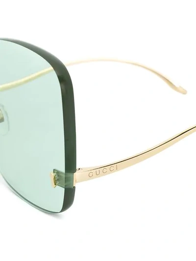 Shop Gucci Square Frame Rimless Sunglasses In Metallic