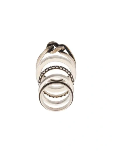 Shop Werkstatt:münchen Twisted & Embossed Ring Set In Metallic