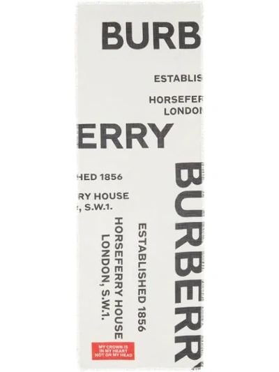 Shop Burberry Horseferry Print Lightweight Wool Silk Scarf In White