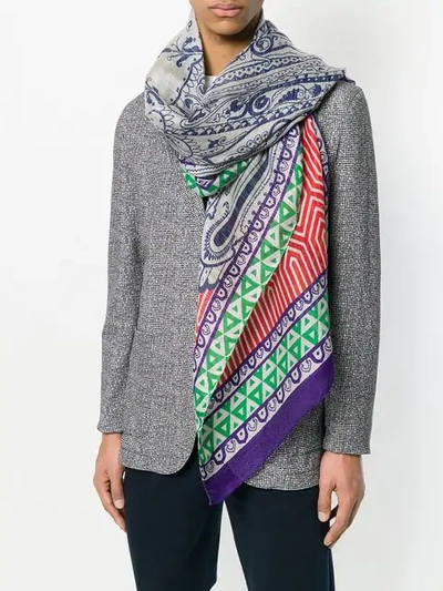 Shop Etro Multi-print Scarf In Blue