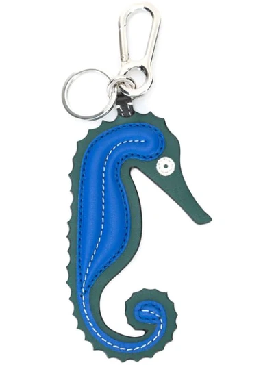 Shop Loewe Seahorse Keyring In Blue
