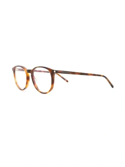 Shop Saint Laurent Tortoiseshell Effect Glasses In Brown