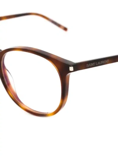 Shop Saint Laurent Tortoiseshell Effect Glasses In Brown