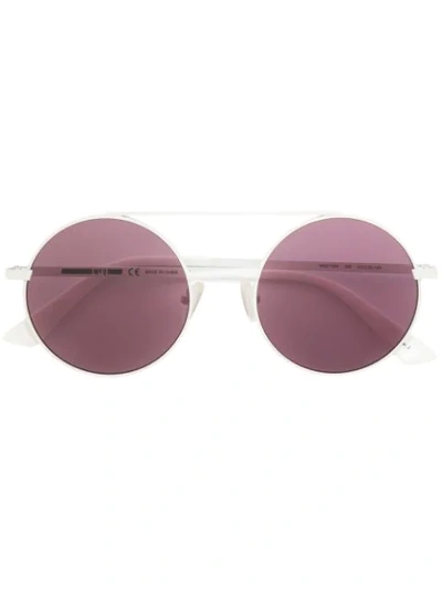 Shop Mcq By Alexander Mcqueen Round Frame Sunglasses In White