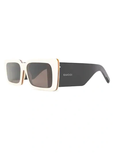 Shop Gucci Square Shaped Sunglasses In White