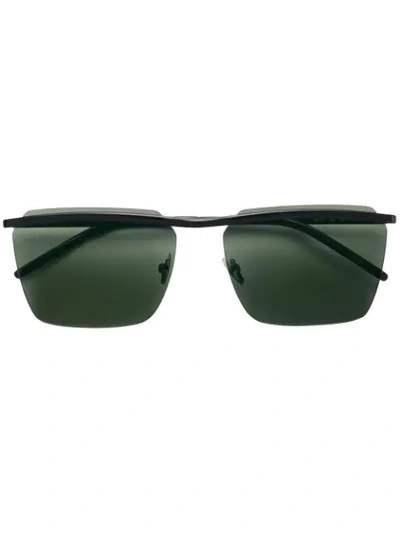 Shop Saint Laurent Eyewear Rectangular Shaped Sunglasses - Black
