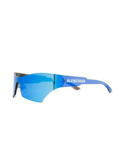 Shop Balenciaga Holographic Sunglasses In Blue