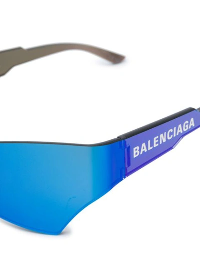 Shop Balenciaga Holographic Sunglasses In Blue