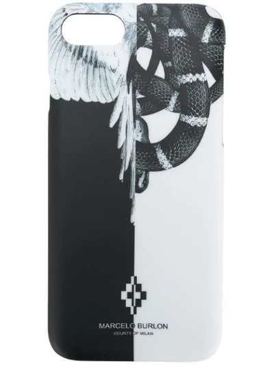Shop Marcelo Burlon County Of Milan Snakes Wings Iphone 7 Case - Black