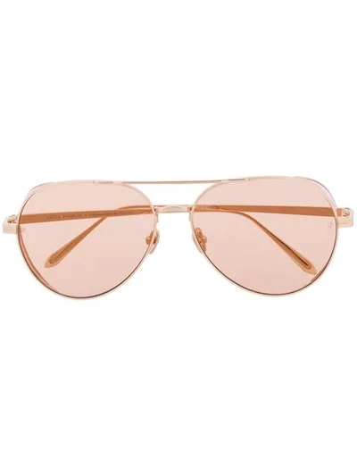 Shop Linda Farrow Tinted Aviator Sunglasses In Pink