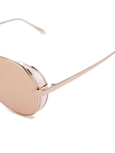 Shop Linda Farrow Tinted Aviator Sunglasses In Pink