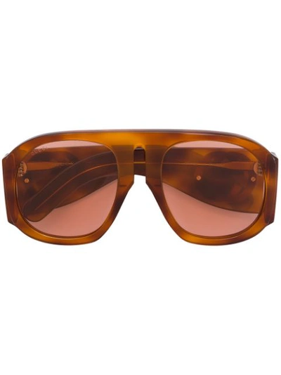 Shop Gucci Eyewear Round Frame Sunglasses - Yellow