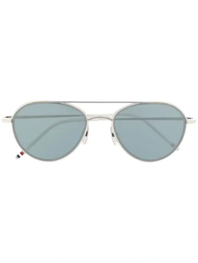 Shop Thom Browne Silver & Matte Grey Sunglasses