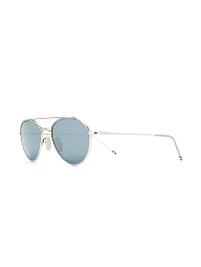 Shop Thom Browne Silver & Matte Grey Sunglasses
