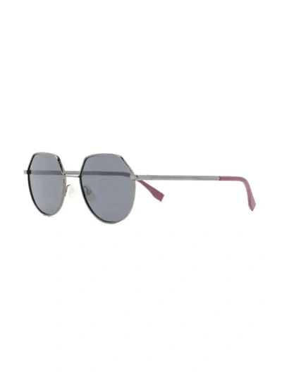 Shop Fendi Geometric Sunglasses In Silver